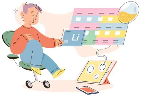 School or preschool children using gadgets, kids distance education, addiction 스톡 일러스트