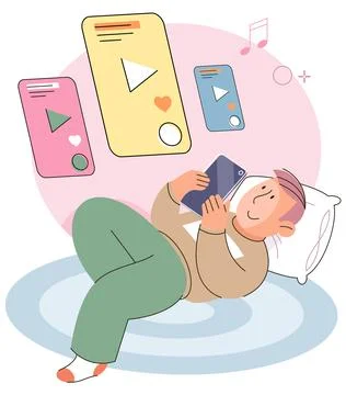 School or preschool children using gadgets, kids distance education, addiction Stock Illustration