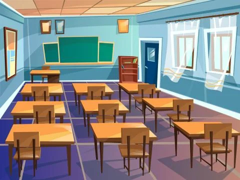School or university classroom vector cartoon Stock Illustration
