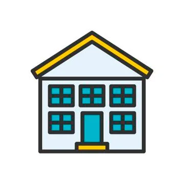 School Outline Icon Stock Illustration