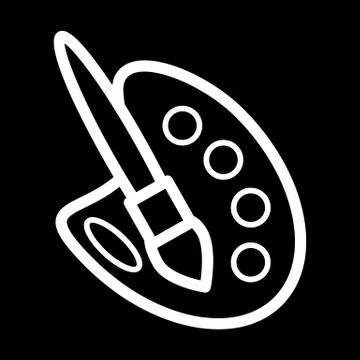 School paint palette with brush simple vector icon. Black and white illustration Stock Illustration