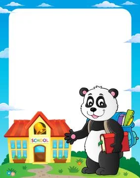 School panda theme frame Stock Illustration