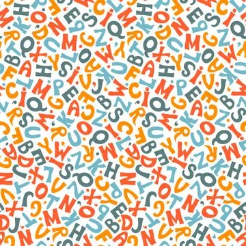 School pattern with letters and circles. Seamless background Stock Illustration