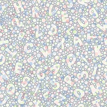 School pattern with letters and circles. Seamless background Stock Illustration