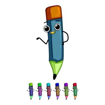 School pen character cartoon vector graphic Stock Illustration