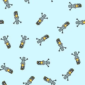 School pen character vector seamless pattern Stock Illustration