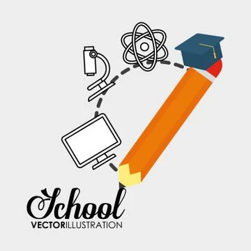 School pencil graduation elements icon Stock Illustration