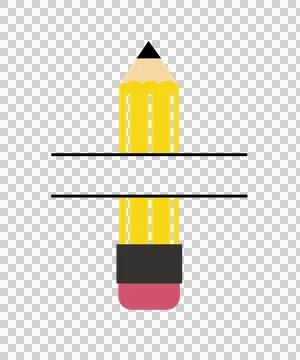 School Pencil Monogram Frame Split Stock Illustration