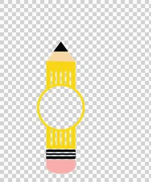 School Pencil Shape With Central Circle Frame Stock Illustration