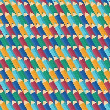 School pencil, stationery education pattern. Children cover or poster backgro Stock Illustration