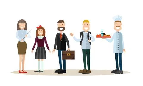 School people vector illustration in flat style Stock Illustration