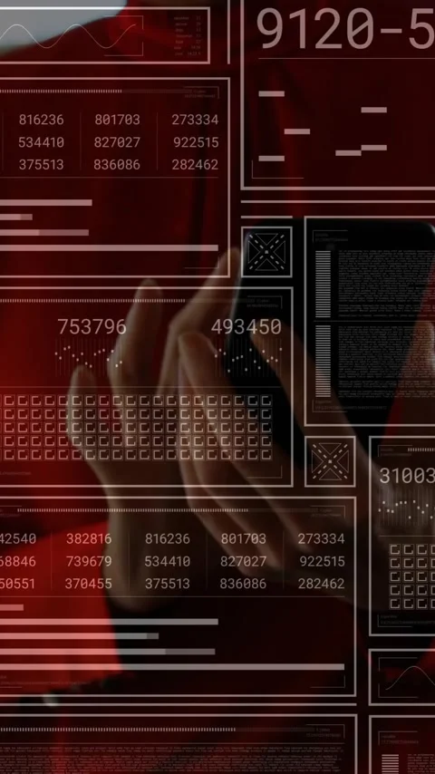 In school, person in red shirt using animation on digital interface displaying Stock Footage 319727660