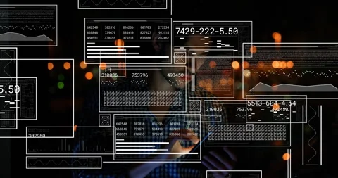 In school, person using tablet with animation and digital data overlaying screen 動画素材 304860233