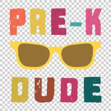 School Pre K Dude Text With Sunglasses Stock Illustration
