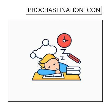 School procrastinating color icon Stock Illustration