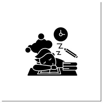 School procrastinating glyph icon 스톡 일러스트