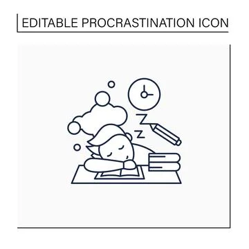 School procrastinating line icon 스톡 일러스트