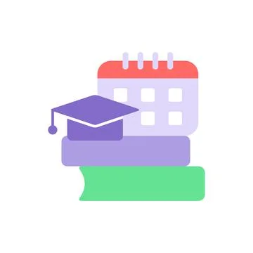School program schedule vector flat color icon Illustration