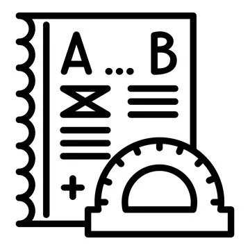 School protractor icon, outline style イラスト素材
