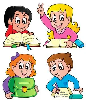 School pupils theme image - illustration. Stock Illustration