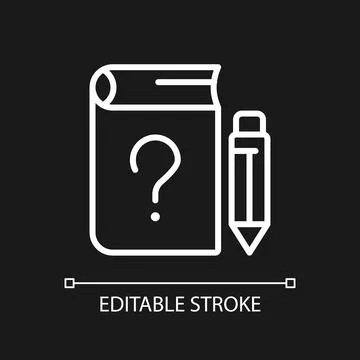 School question white linear icon for dark theme Illustrazione stock