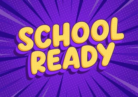 School ready text on purple comic background Stock Illustration