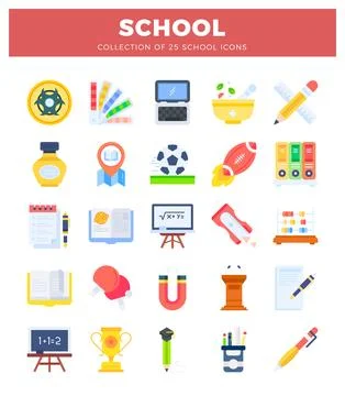 School related objects against a white background Stock Illustration