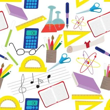 School related objects seamless pattern Stock Illustration