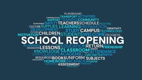 School Reopening Word Cloud Graphic with Education and Learning Keywords 库存影片 341737756