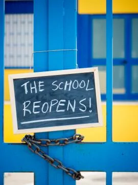 THE SCHOOL REOPENS! Stock Photos