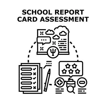 School report card assessment evaluating student performance Stock Illustration