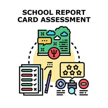 School report card assessment evaluating student performance Stock Illustration