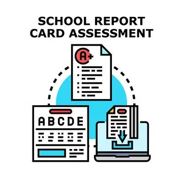 School report card assessment process evaluating student achievement Stock Illustration