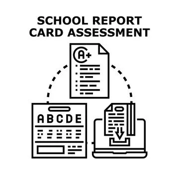 School report card assessment process evaluating student achievement Stock Illustration