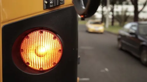 School route with parking lights Stockbeeldmateriaal 65309952