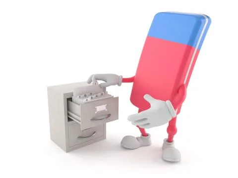 School rubber character with archive Stockillustratie