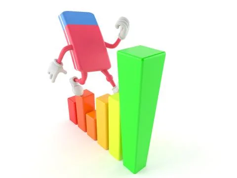 School rubber character with chart Stock Illustration