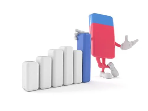 School rubber character with chart Illustrazione stock
