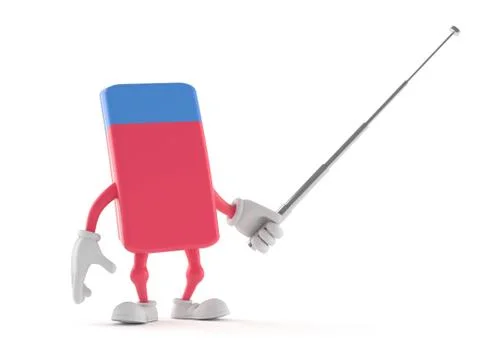 School rubber character with pointer stick Stock Illustration