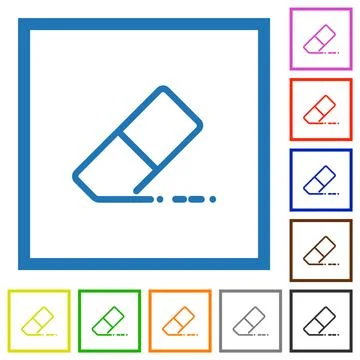 School rubber outline flat framed icons Illustrazione stock
