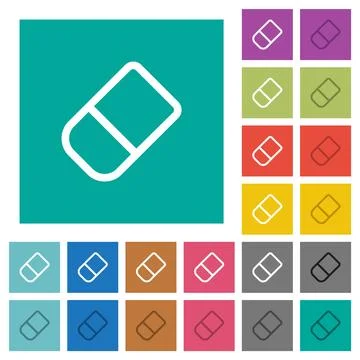 School rubber outline square flat multi colored icons Stock Illustration