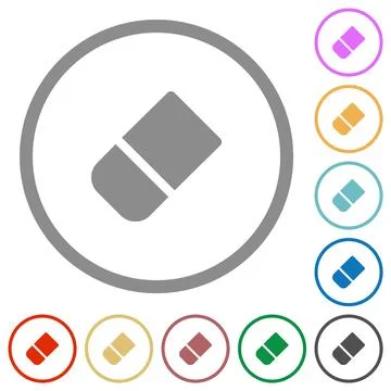 School rubber solid flat icons with outlines Stock Illustration