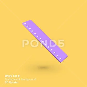 School ruler isolated 3d render icon illustration PSD Template