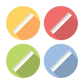 School Ruler Tool Flat Icons Set Stock Illustration
