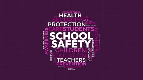 School Safety Word Cloud Graphic with Educational and Security Terms Stock Footage 341683499