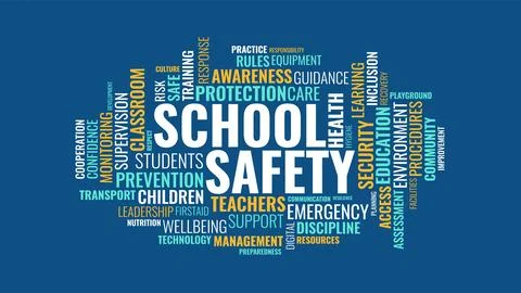School Safety Word Cloud Graphic with Educational and Protection Keywords o.. Stock Illustration