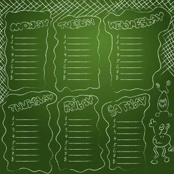 School schedule. School timetable vector illustration. Illustrazione stock