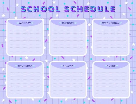 School schedule template in blue colors Stock Illustration
