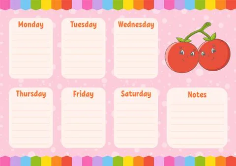 School schedule. Timetable for schoolboys. Empty template. Weekly planer with Stock Illustration