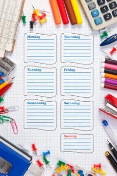 School schedule for the week Stock Photos